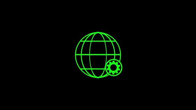 Globe, planet, network glyph icon. Global Business Management Icon with Editable Stroke animation 4k video .