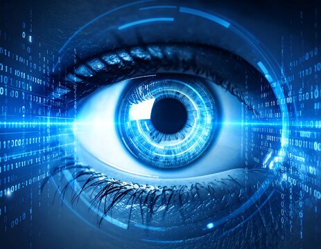 Human eye with digital overlay