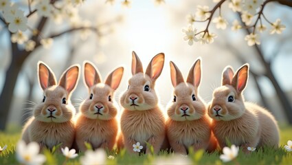 Easter bunnies looking sweetly into the camera, spreading joy