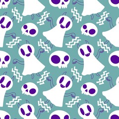 Halloween ghost seamless cute cartoon pattern for wrapping paper and fabrics 