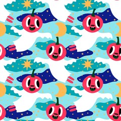 Fototapeta premium Halloween ghost seamless cute cartoon pattern for wrapping paper and fabrics 