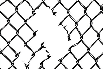 A striking image of a torn chain-link fence illustrating the theme of obstacles and freedom, evoking emotions of hope and resilience in the face of challenges in life.