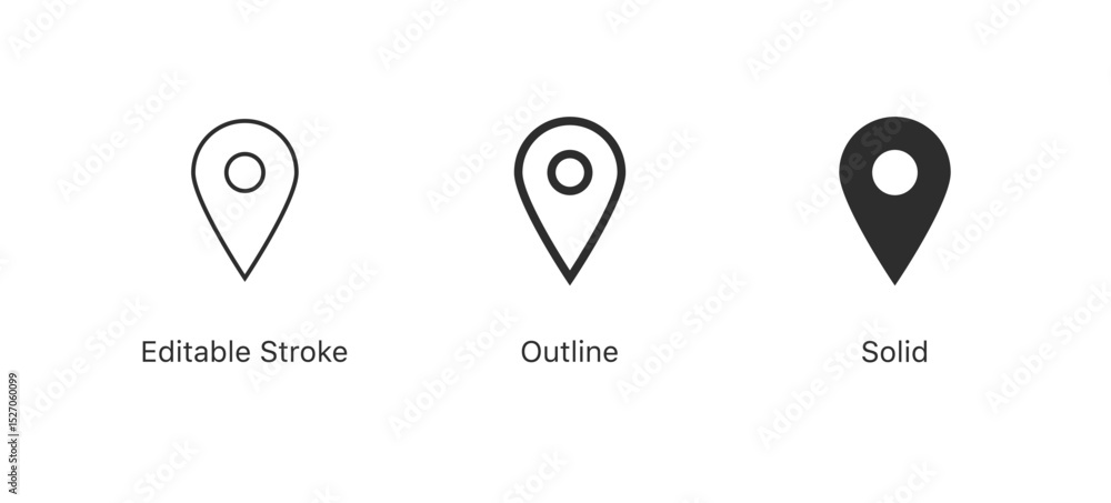 Fototapete location pin icon in editable stroke, outline, and filled styles. for navigation, maps and geolocation designs in apps, websites and user interfaces