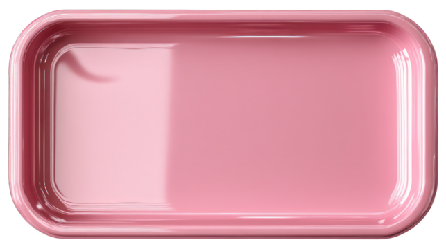Simple pastel pink tray box isolated on transparent background clean interior no text