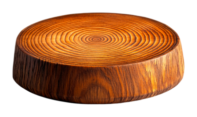 Elegant wooden display stand home decor product natural lighting minimalistic cut out on transparent background