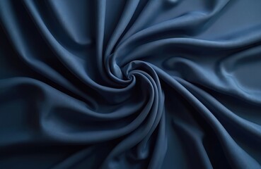 Fototapeta premium Navy blue fabric elegantly draped, showing smooth texture and intricate details. Soft lighting highlights folds. Silk textile background. Modern luxury design. Fashion, home decor concept.