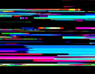 Abstract glitch art with vibrant horizontal lines