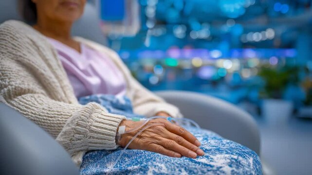 A patient receiving dialysis treatment in a comfortable chair