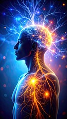 Naklejka premium Exploration of Neural Pathways Showcasing the Beauty of Neuroplasticity in a Serene Figure