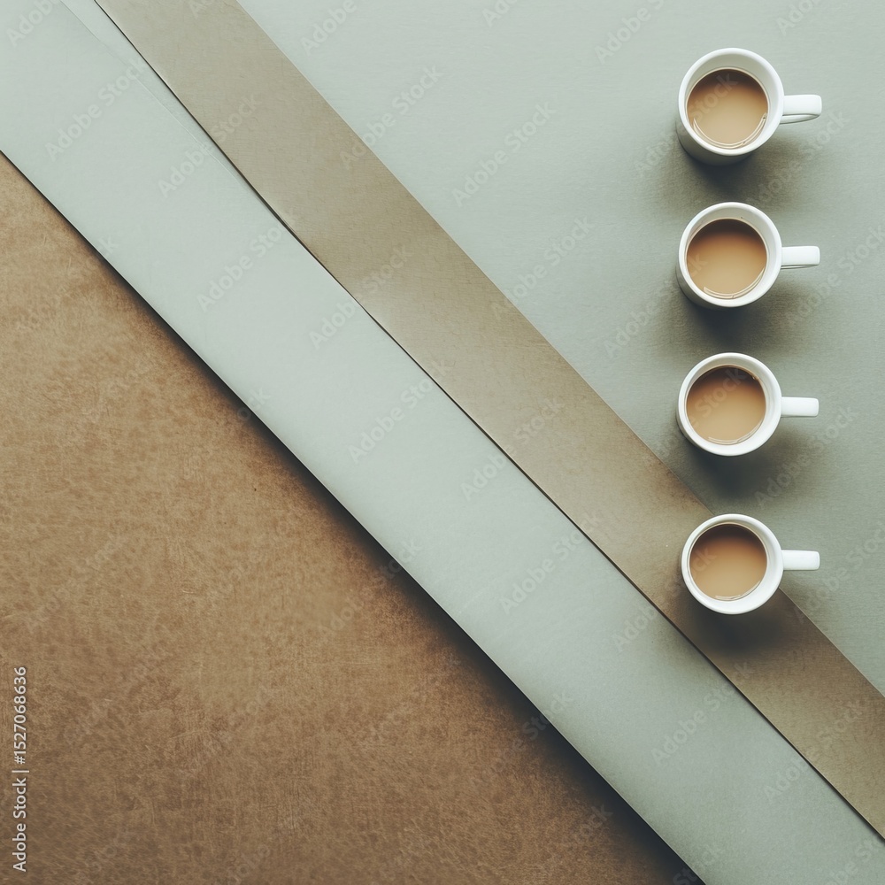 Poster four cans of paint in earthy tones are neatly arranged on a brown and beige surface creating a warm 