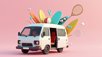 camper van packed with summer essentials