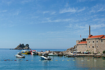 Kastio Castle in Petrovac, Montenegro on the Budva Riviera is an old town on the Adriatic Sea coast © dsgnez