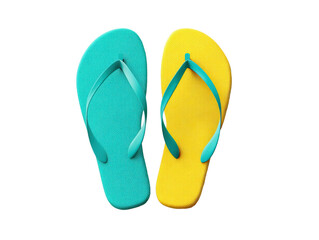 Fototapeta na wymiar Colorful summer flip flops for beach fun and vacation style, cut out transparent 