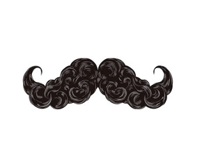 Creative mustache design for fans of vintage style and humor, cut out transparent 