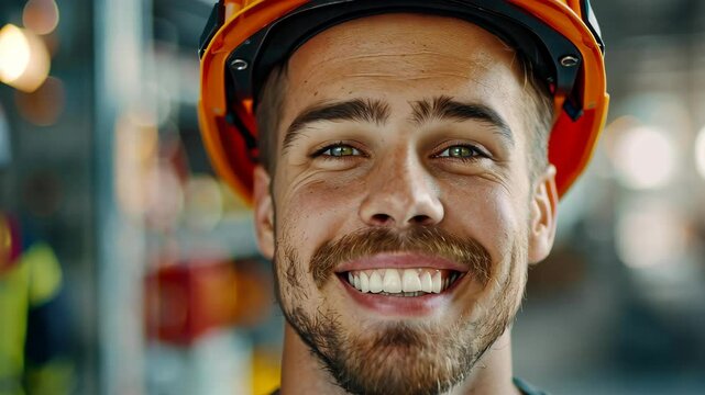 Confident Constructor's Portrait: Close-up on a skilled constructor exuding confidence and pride in their profession. The image captures the essence of expertise, dedication, and reliability.