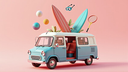 camper van packed with summer essentials