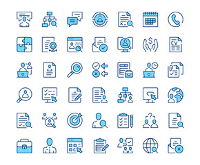 Job search icons. Vector line icon set. Modern outline design. Blue concept