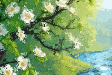 Various oil paintings, flowers, roses, peonies, butterflies, landscapes, forests, lakes, chrysanthemums, birds, streams