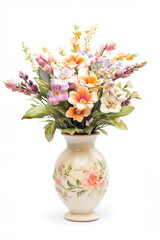 Obraz premium Retro floral arrangement in a classic vase, high-resolution cutout for print, interior design concepts, or elegant compositions.