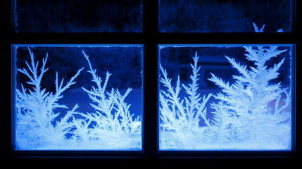 Intricate Frosty Design on a Window Pane