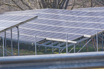 At a solar park on the A7 E45 in Germany in Tarp, 5 solar panels are missing in two rows