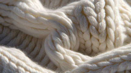 Warm Ivory Wool Knit Texture Background