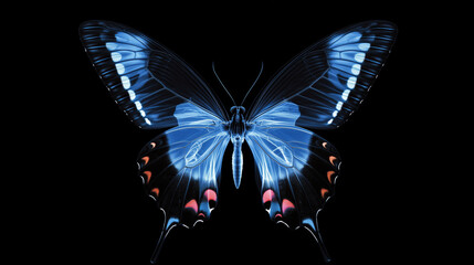 X-Ray Image of a Butterfly Highlighting Intricate Wing Patterns