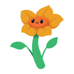 Cute Cartoon Flower with a Happy Face