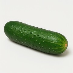 Fresh Green Cucumber with Textured Skin on White Background