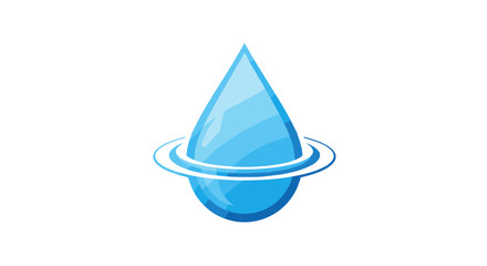 Fototapeta premium Water droplet logo design with blue circular ripple effect 