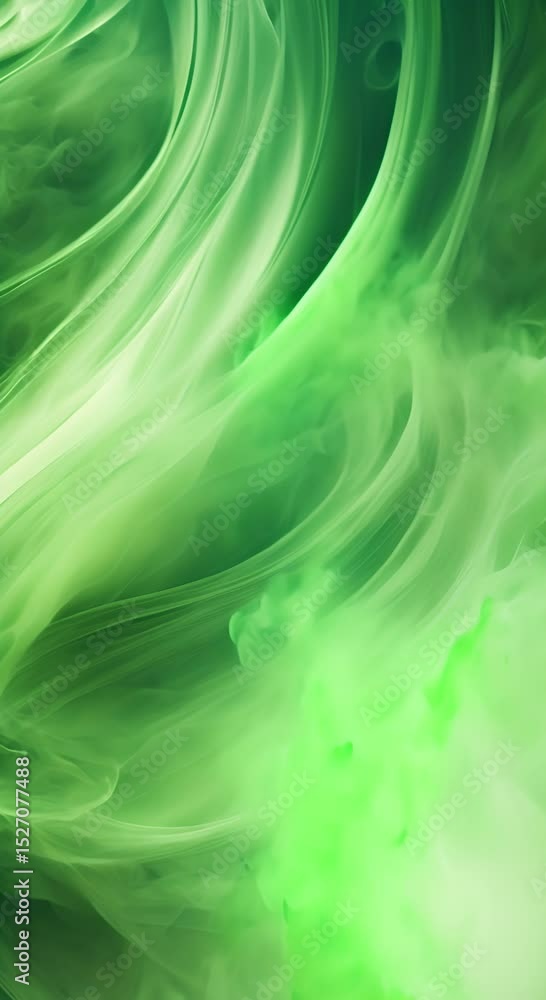 Aufkleber swirling patterns of green smoke create an abstract background during a calm afternoon 4k vertical