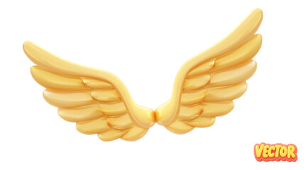 Vector realistic isolated angel wings on transparent background.