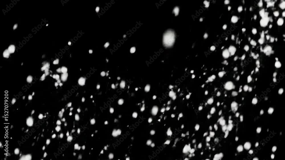 Poster white shimmering particles falling downwards against dark background. concept of abstract glitter ef