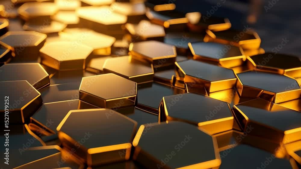 Aufkleber abstract arrangement of hexagonal metallic shapes casting shadows creating a modern and futuristic b