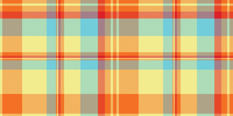 Vibrant pastel plaid pattern in cheerful orange, yellow, and aqua tones.  Perfect for textile design, fashion, websites, and packaging.