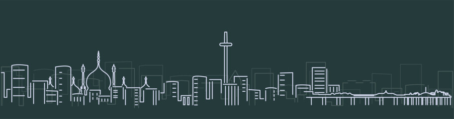Brighton Simple Lines Skyline on Dark Background