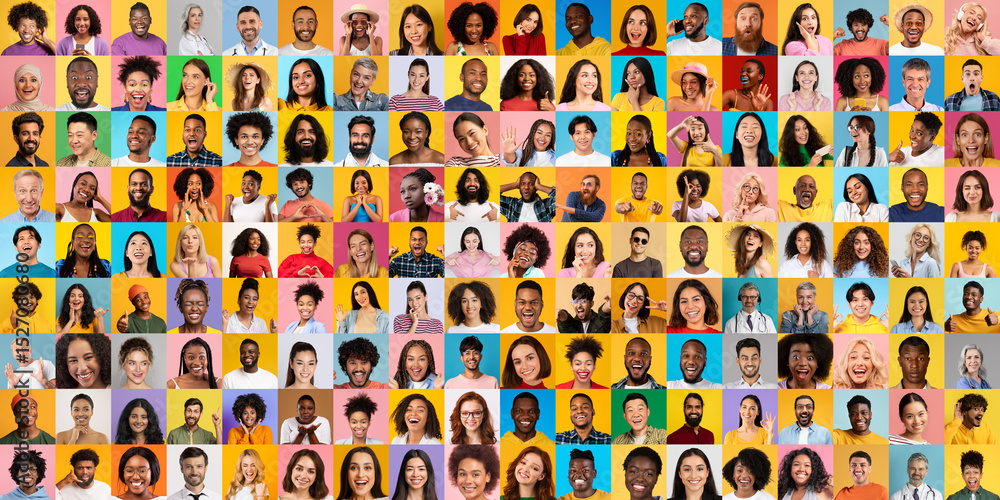 Poster this lively collection showcases a multitude of diverse individuals, each with unique expressions, u