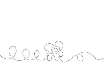 Floral silhouette art line. Flowers in continuous line drawing style. Border with tropical flower. Minimalist black linear sketch. Trendy vector illustration isolated. Contour frame for design.