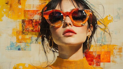 Generative Collage Art With Paper Cut Out Fashion Layers Watercolor Strokes and Digital Paint Blending Modern and Vintage Aesthetics
