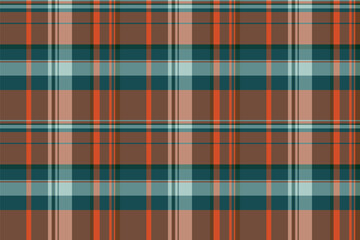 Obraz premium Window check tartan fabric, africa plaid texture textile. Premium pattern seamless vector background in orange and cyan colors.