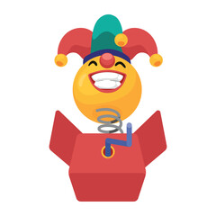 Jack-in-the-Box with Smiling Emoji Face: Fun and Colorful Cartoon Toy