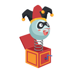 Mischievous Jack-in-the-Box with Jester Hat: A Fun Cartoon Surprise