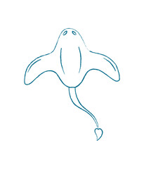 Chalk silhouette jellyfish creature. Underwater marine life swimming in the ocean. Aquatic creature, graphic style, perfect for summer designs, stickers, or educational materials.