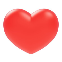 3d Red heart on transparent white background, clipping path. heart icon, like and love 3d render illustration