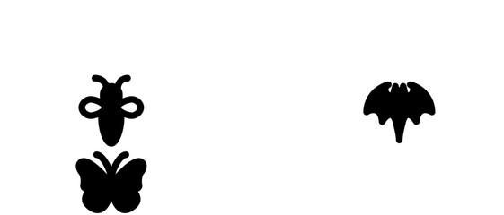 Black vector animal silhouettes including bear, rabbit, butterfly, duck with clean outlines, simple shapes on white background, ideal for clipart and design elements