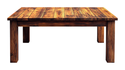 Rustic wooden table minimalist interior furniture modern home top view aesthetic appeal cut out on transparent background