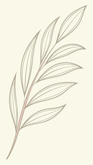 Obraz premium Delicate botanical illustration of a leaf branch in neutral earthy tones