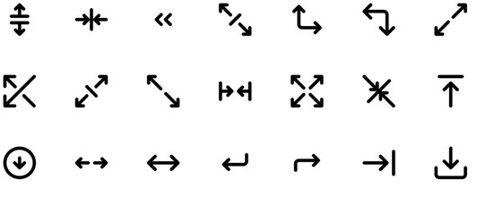 Simple black vector arrows on white background, clean SVG file in Adobe Illustrator style, no text or extra elements beyond borders