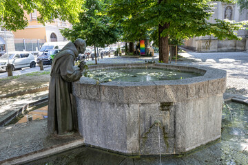 Drinking fountain of Saint Francis (San Francisco) (circa 1927) near the Church of Saint Mary of the Angels (Santa Maria degli Angeli), Milan