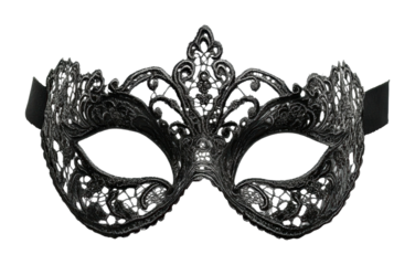 Elegant black lace mask for masquerade events studio setting artistic isolated on transparent background